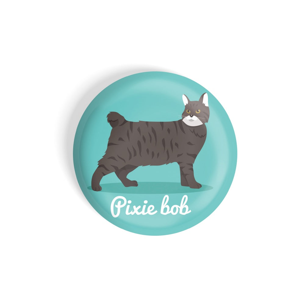 dhcrafts Round Fridge Magnet Blue Color Pixie Bob Pet Cat Glossy Finish Design Pack of 1 (58 mm)